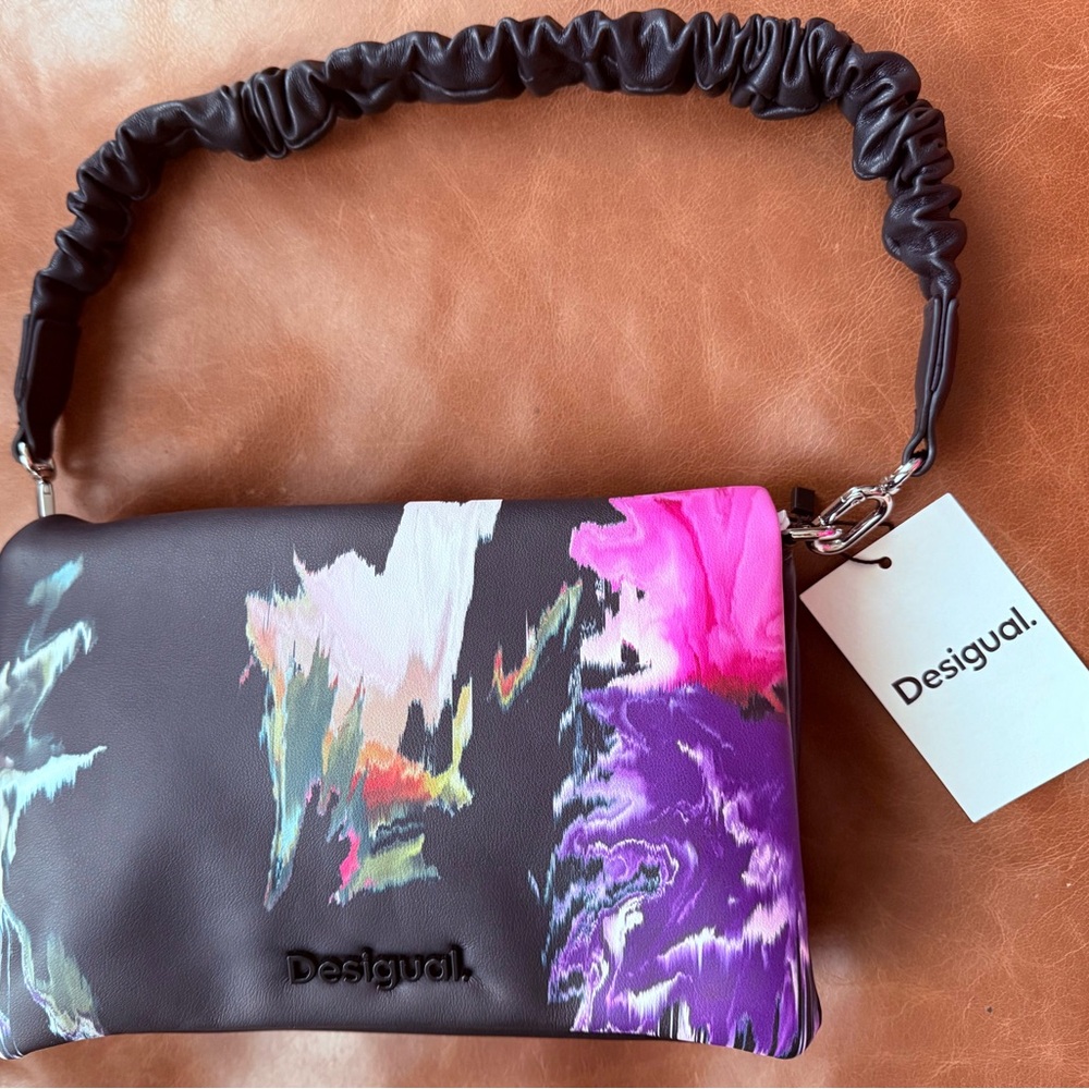 NWT Desigual Black and Pink Artistic Shoulder Bag